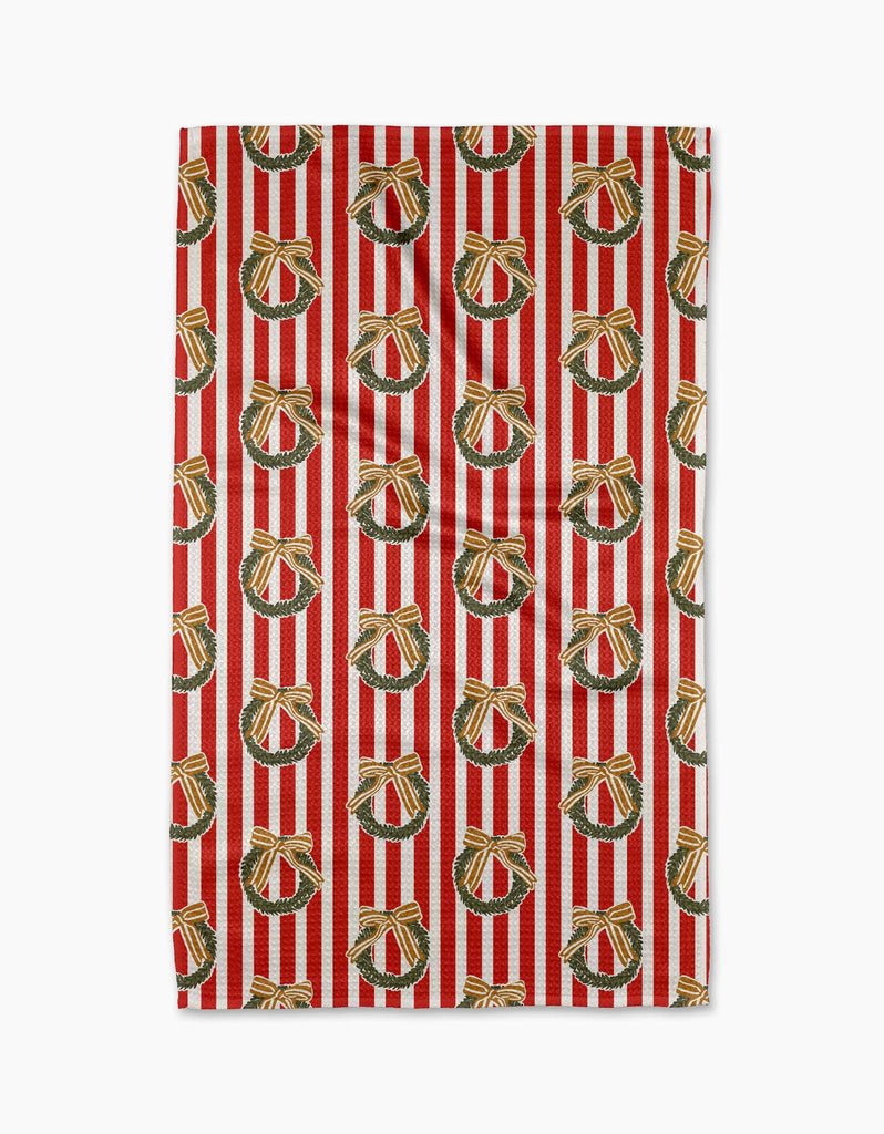 Red Wreaths Tea Towel