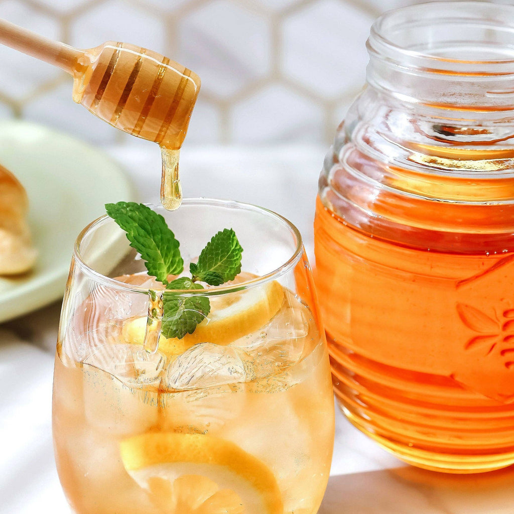 Glass Bee Honey Jar and Dipper Set (2 Lids and Dippers)