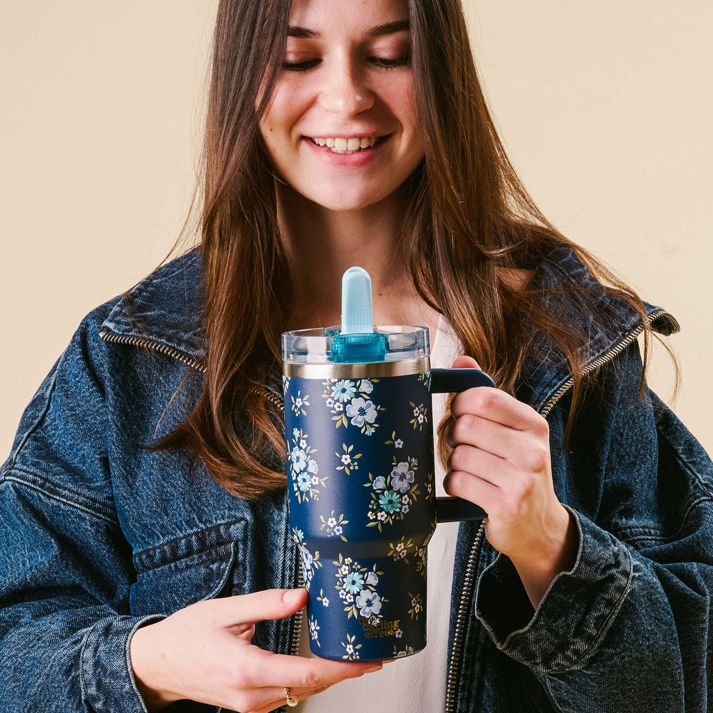 20 oz Lifestyle Flip Straw Tumbler-Endless Daydream Navy