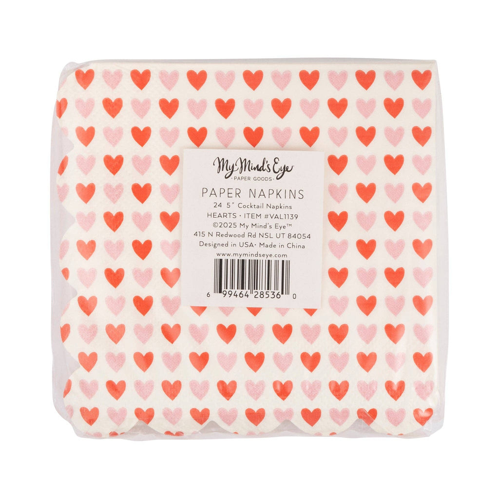 VAL1139 - Hearts Scalloped Cocktail Napkin