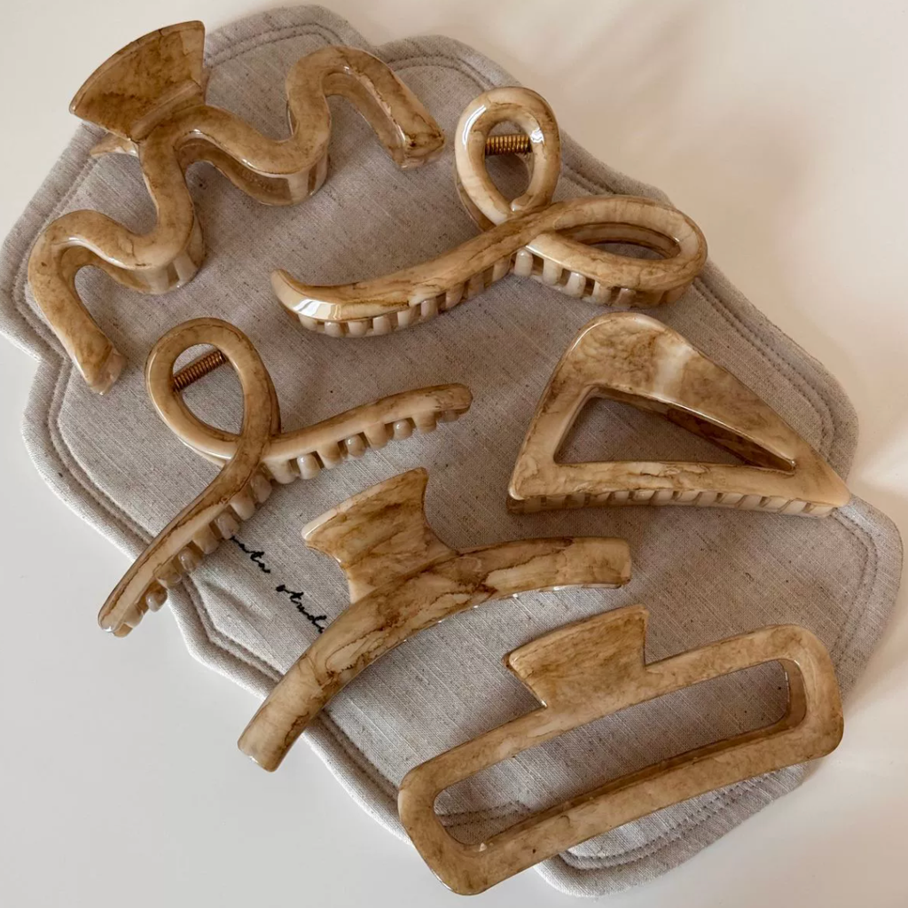 Marble Neutral Hair Clip Set