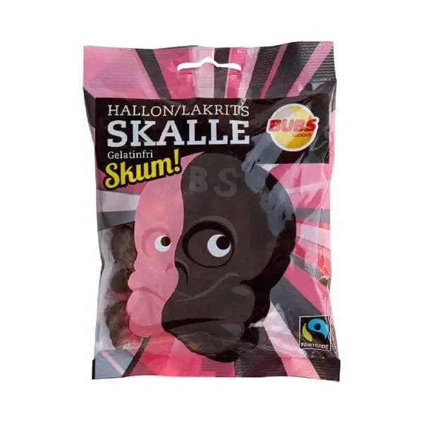 BUBS Godis Raspberry Liquorice Skull Candy Sweden
