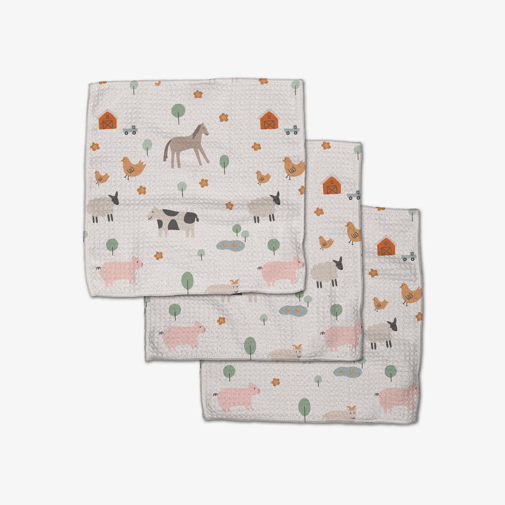 Light Farm Animals Dishcloth Set
