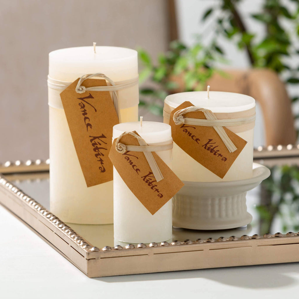 White Timber Pillar Candle