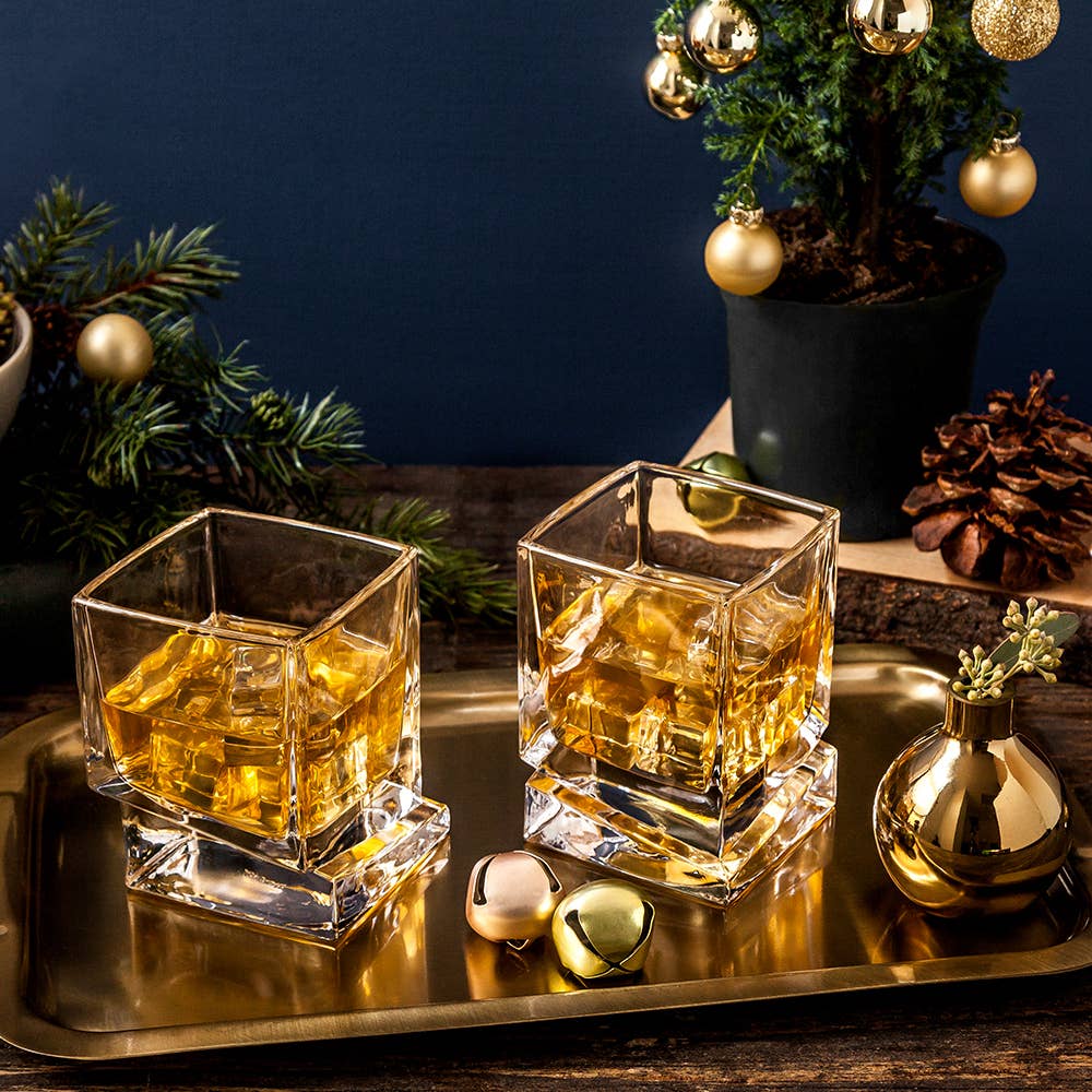 Carre Square Heavy Base Whiskey Glasses, Drinking Tumblers