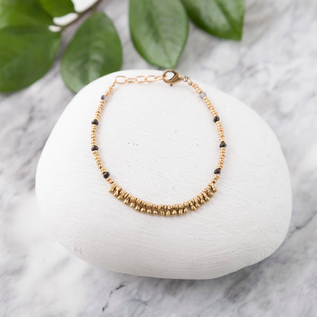 Brass Beaded Clasp Bracelet