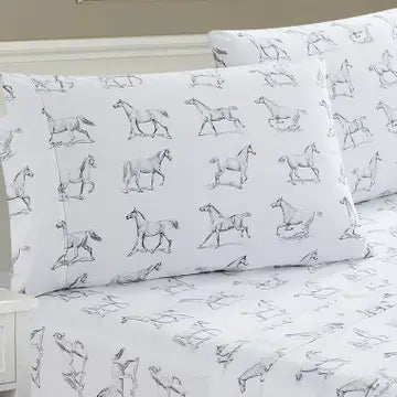 Horses Printed Cotton Sheet Set