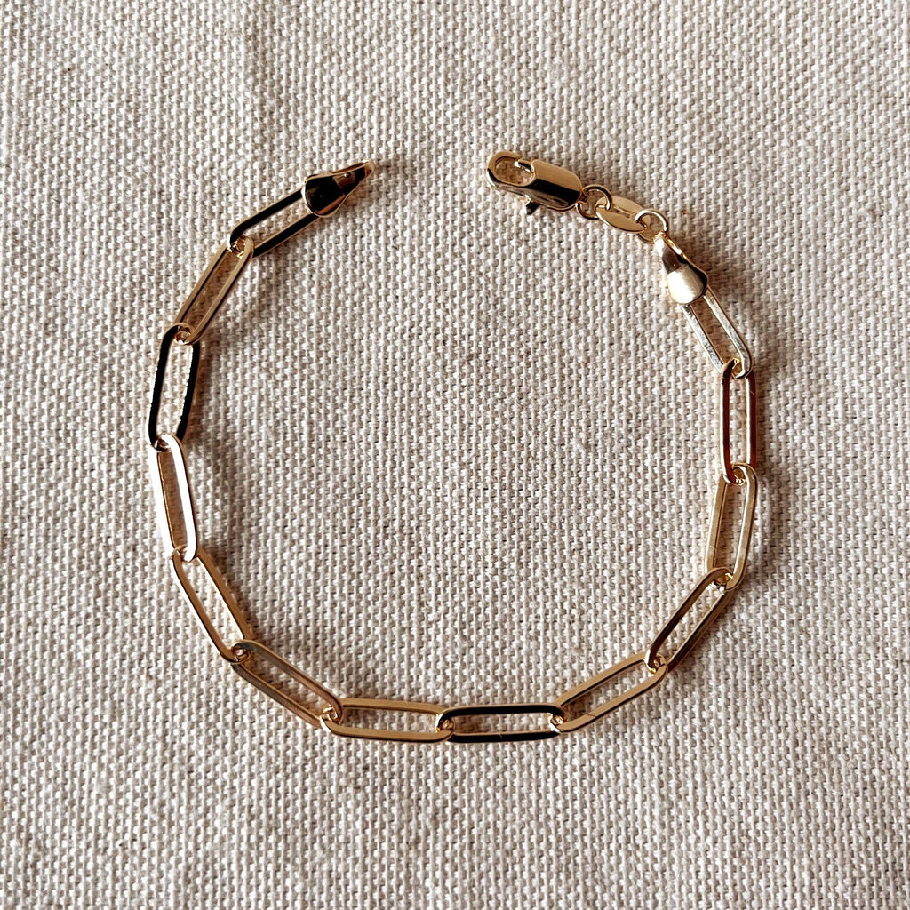 18k Gold Filled Classic Paperclip Bracelet