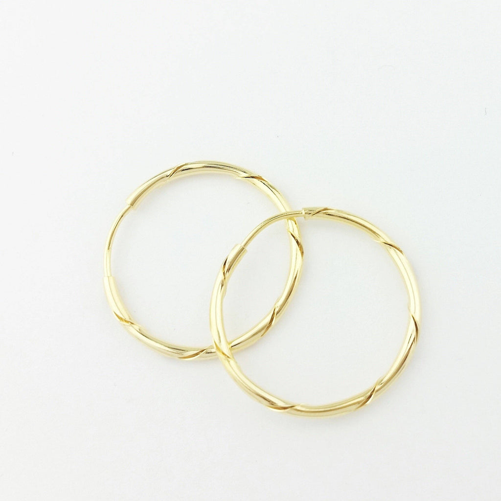 18k Gold Filled Continuous Twisted Tube Hoop Earrings Endless Style