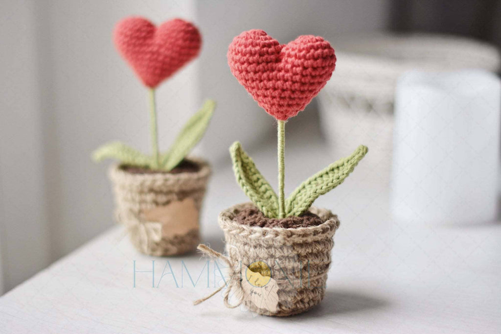 Crochet Heart Plant Pot Gift, Crochet a Plant, Handmade Gift