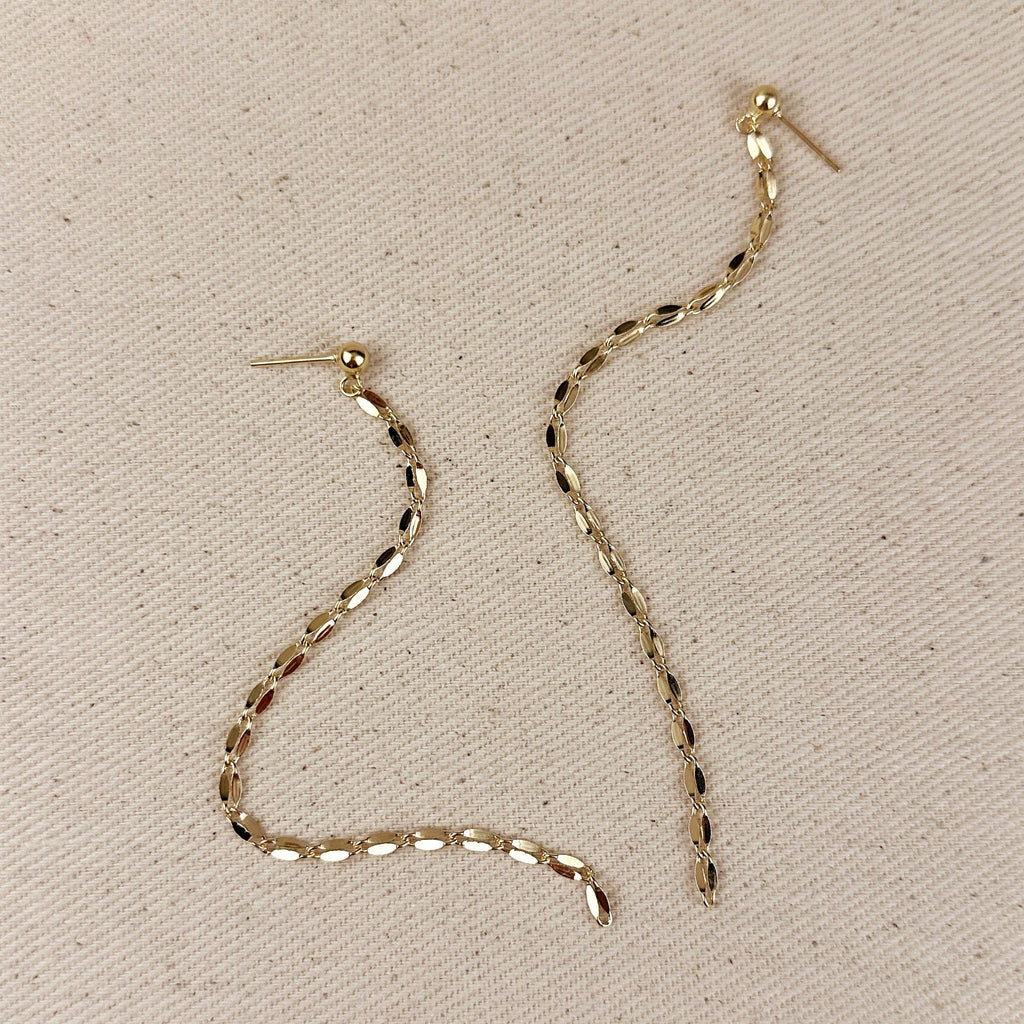 18k Gold Filled Detailed Chain Drop Earrings