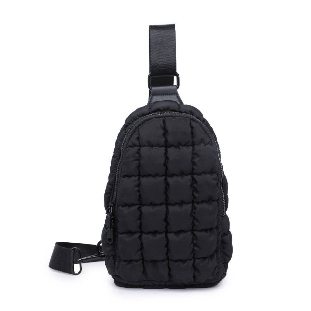 Rejuvenate - Quilted Nylon Sling Backpack: Black