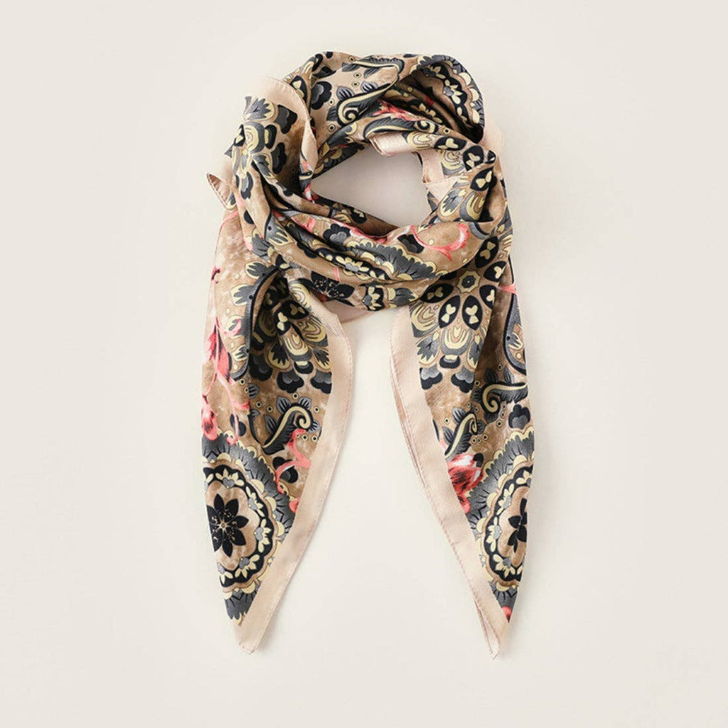 Scarvii - Floral Print Square Scarf