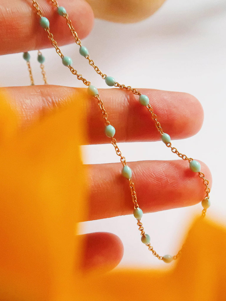 Soleil 18K Gold Non-Tarnish Beaded Petite Chain Necklace