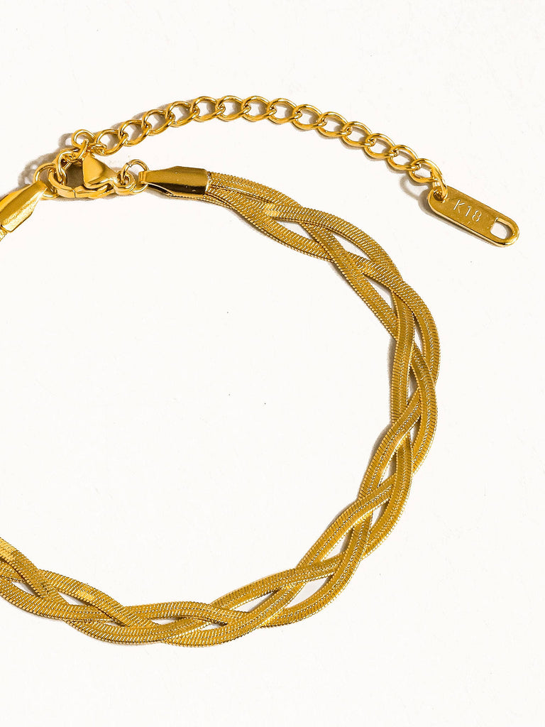 Yvet 18K Gold Non-Tarnish Braided Snake Chain Bracelet