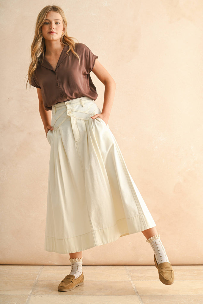 S5389   MINI PLEAT DETAILED LONG SKIRT