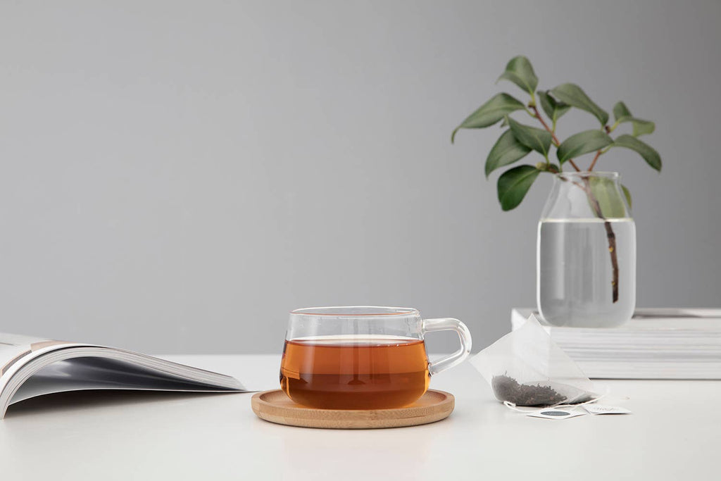 Classic™ Glass Tea / Coffee Cup & Wood Saucer Set