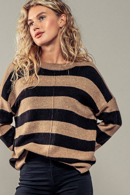 Striped Away Woven Knit Top