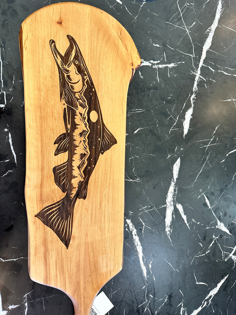 Fish engraved maple cutting board local handcrafted