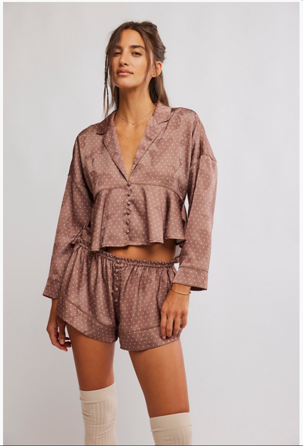 BEAUTY SLEEP PJ SET / CHOCOLATE COMBO DOT