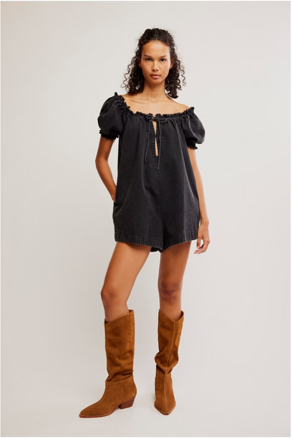 DAISY DENIM BABYDOLL ROMPER / STAR CROSSED