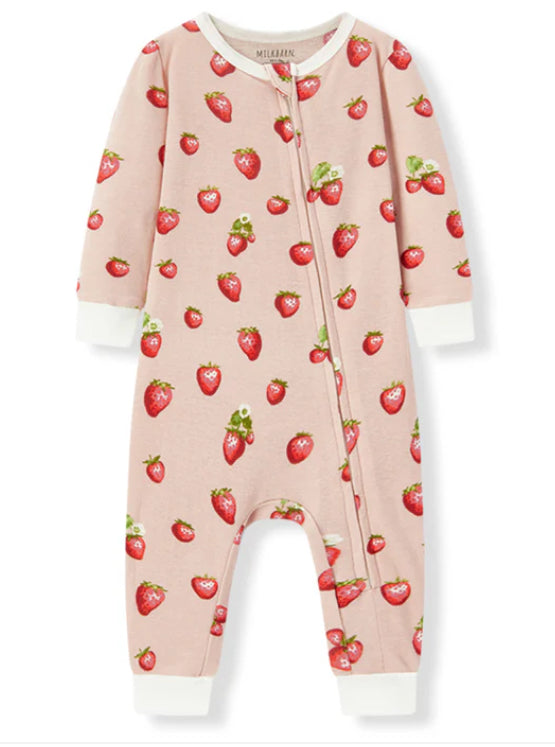Strawberry Organic Cotton Zipper Pajama