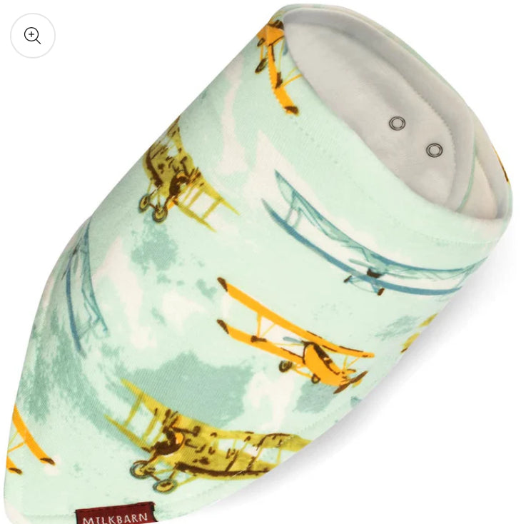 Vintage Planes Organic Cotton Three-Layer Kerchief Bib