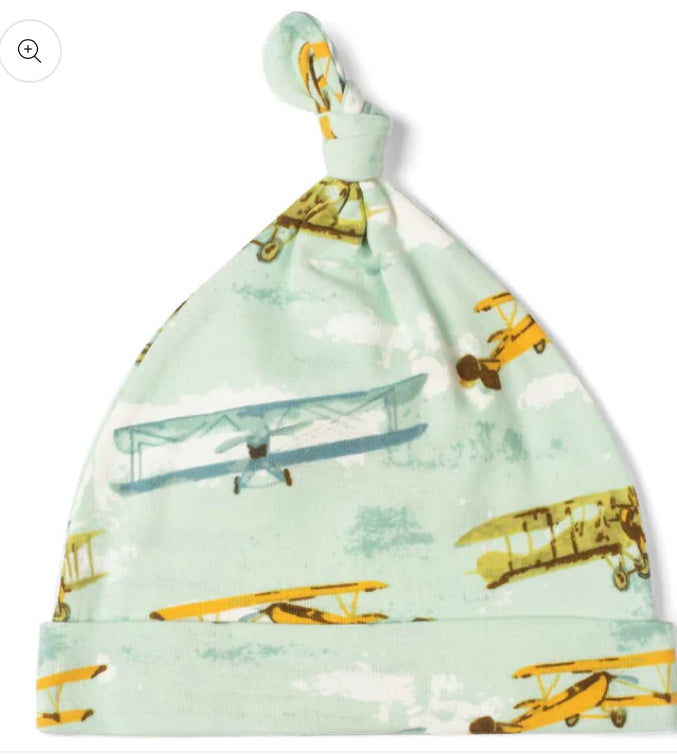 Vintage Planes Organic Cotton Knotted Beanie Hat