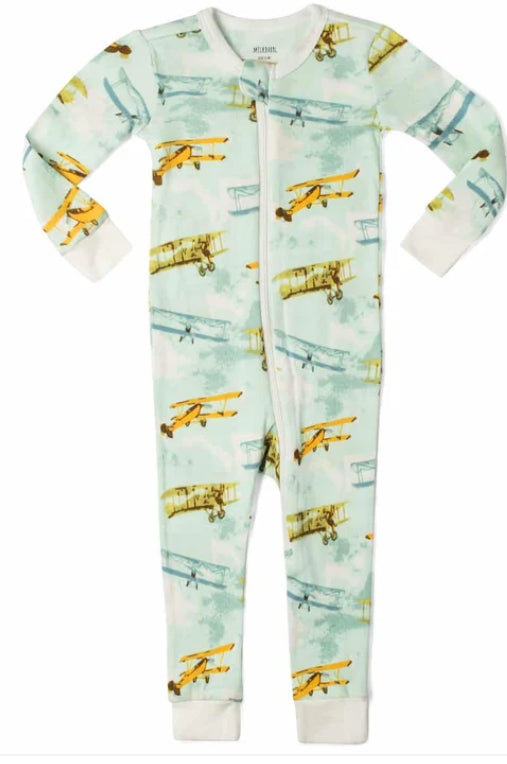 Vintage Planes Organic Cotton Zipper Pajama