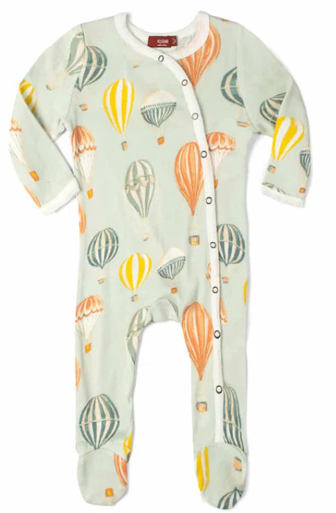 Vintage Balloons Organic Cotton Snap Footed Romper
