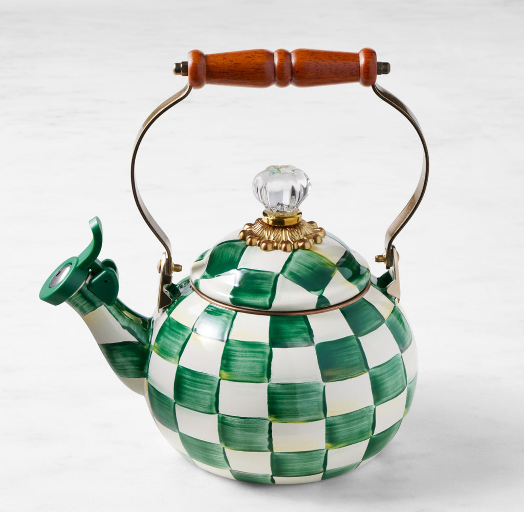 MacKenzie-Childs Emerald Check Whistling Tea Kettle, 2-Qt