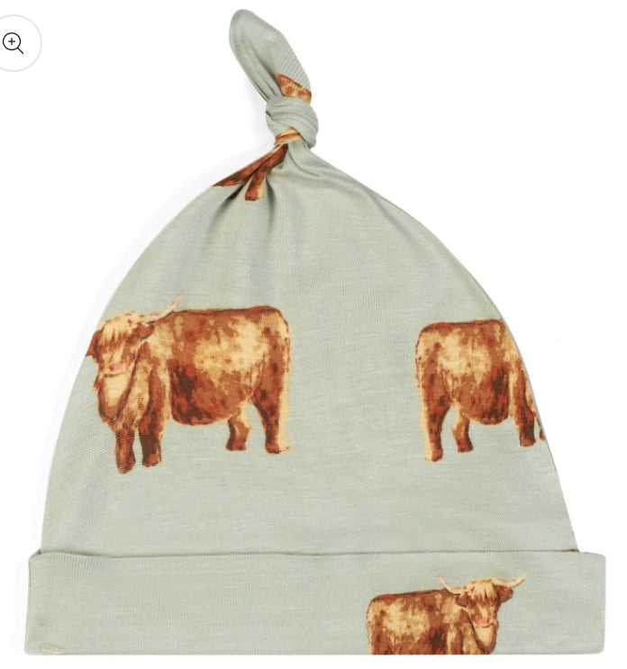 Highland Cow Bamboo Knotted Beanie Hat