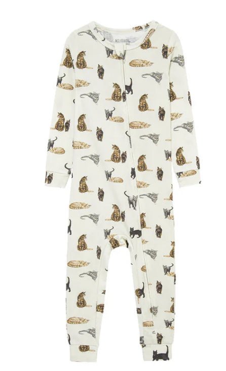 Cat Cotton Stretch Zipper Pajama