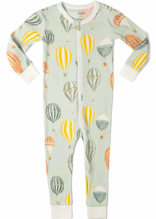 Vintage Balloons Organic Cotton Zipper Pajama