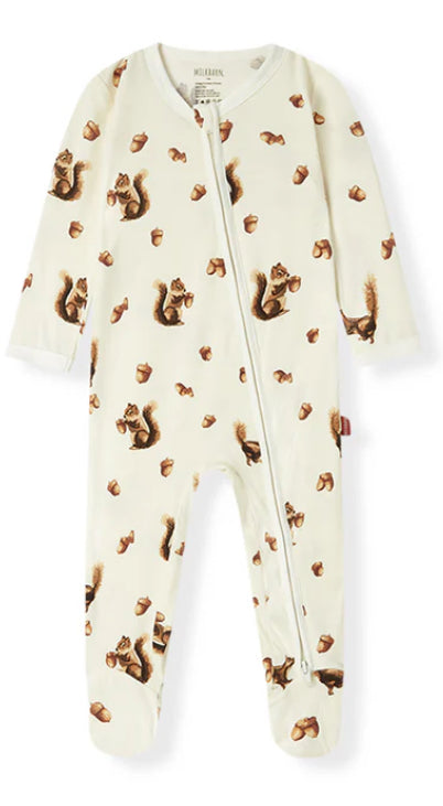 Chipmunk Luxe Stretch Zipper Footed Romper