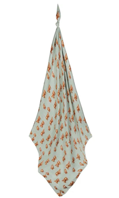 Highland Cow Bamboo Muslin Swaddle Blanket