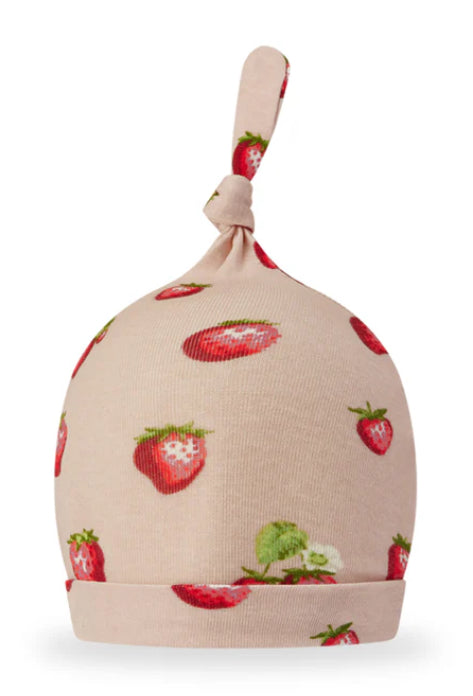 Strawberry Organic Cotton Knotted Beanie Hat