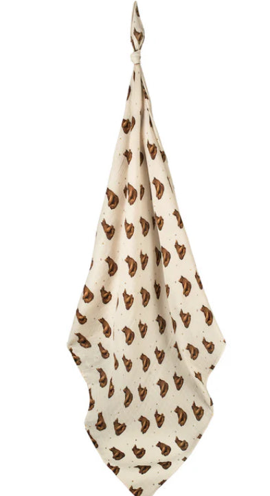 Honey Bear Bamboo Muslin Swaddle Blanket