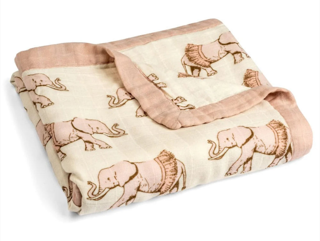 Tutu Elephant Big Lovey Three-Layer Muslin Blanket