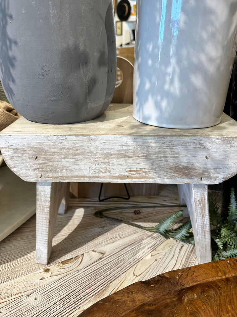 White wood stool