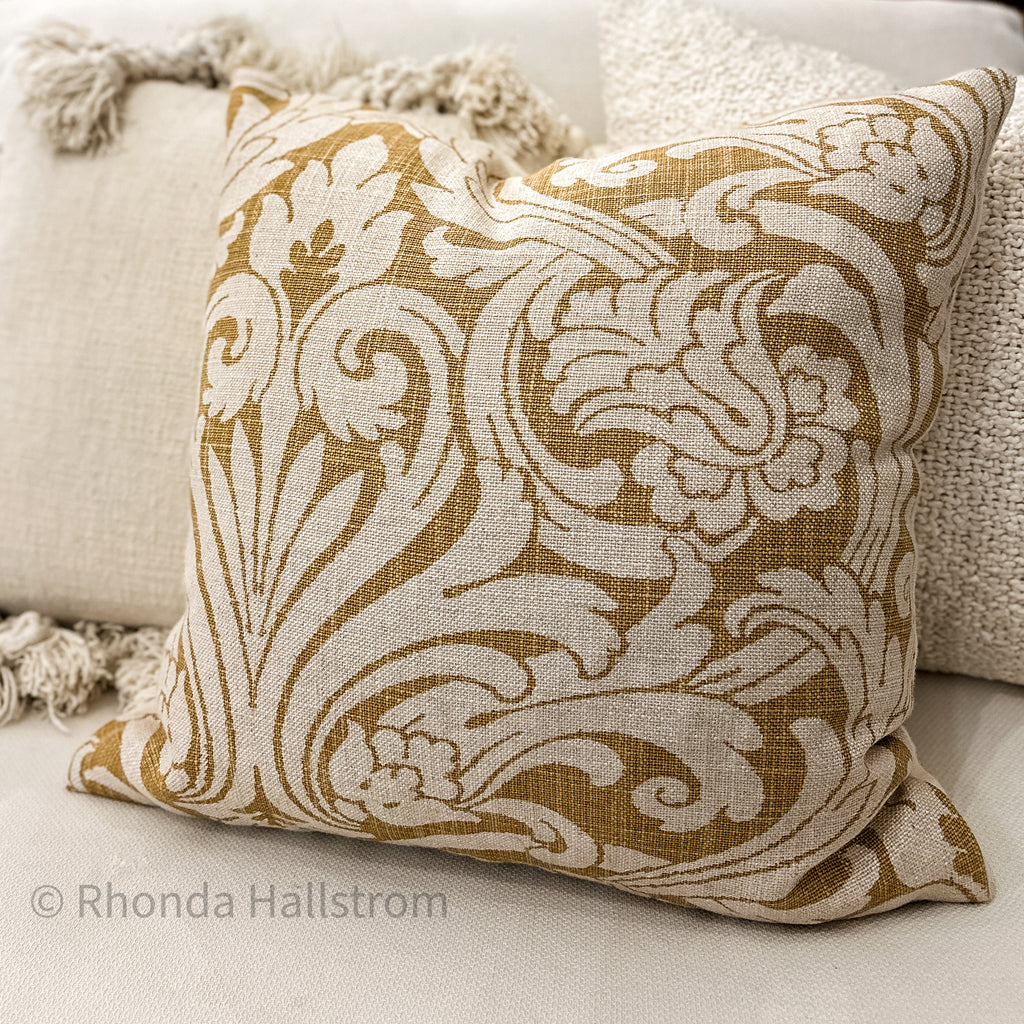 Mustard Yellow Toile Pillow