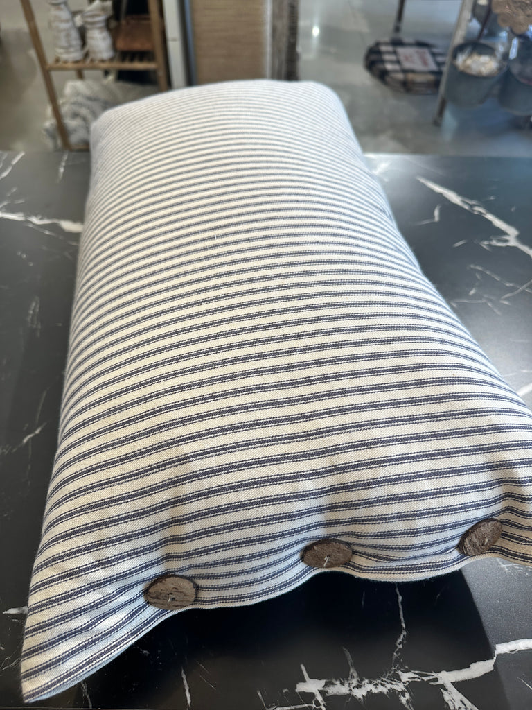 Blue ticking stripe pillow
