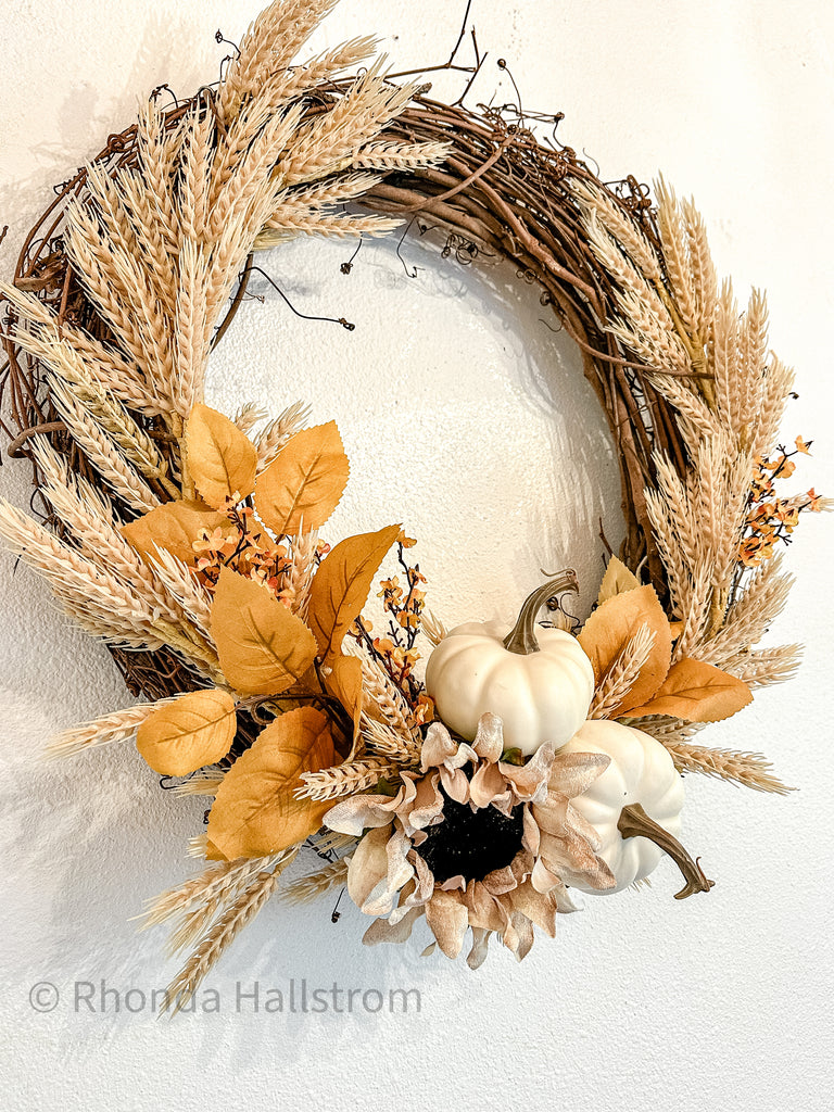 Wheat Wreath with pumpkins