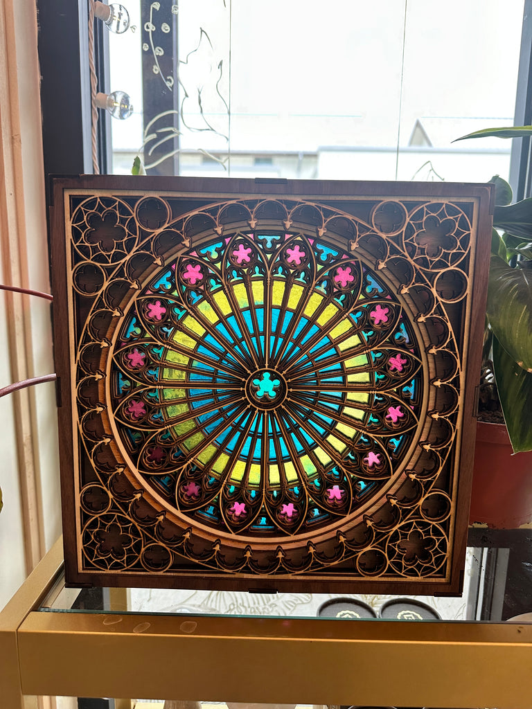 Carved stained glass wall decor