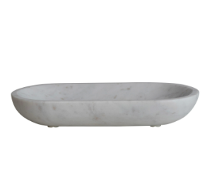 Oval Marble Bowl, White