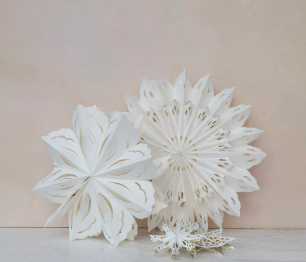 30"H Paper Snowflake Ornament, White