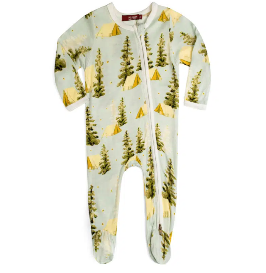 Camping Bamboo Zipper Footed Romper