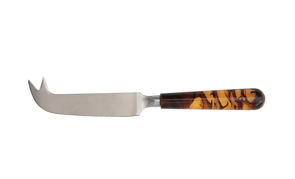 Stainless Steel Cheese Knife w/ Resin Handle, Tortoise Shell Finish