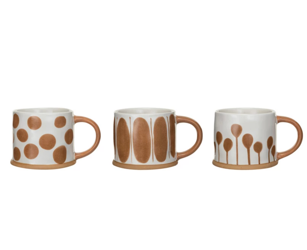 16 oz. Stoneware Mug w/ Pattern, 3 Styles