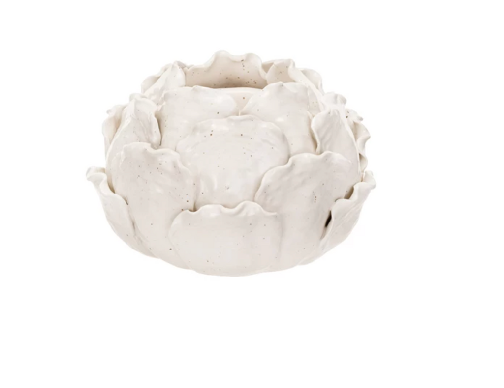 Handmade Stoneware Artichoke Shaped Tealight Holder (Each One Will Vary)